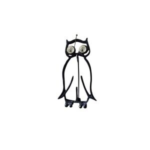 Black Metal Owl Brooch Pin with Googly Eyes Whimsical vintage Bird